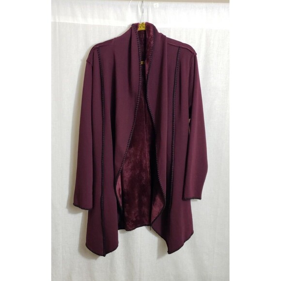 Soft Surroundings Sweater Jacket Open Front Cardigan Burgundy Red XS Cozy - Picture 2 of 5